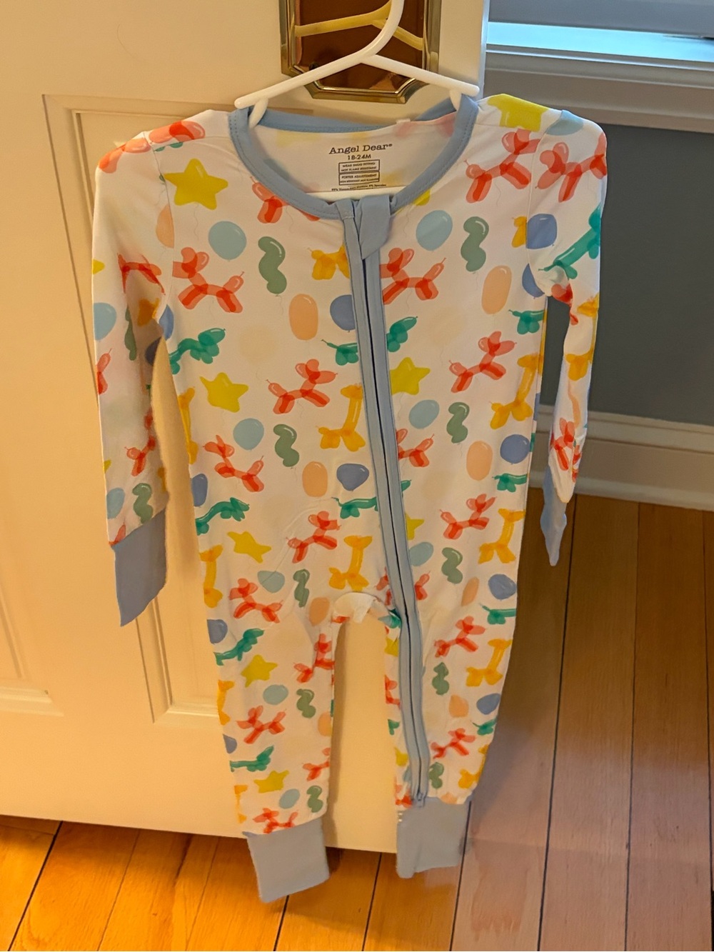 NWT Angel Dear Bamboo Balloon Animal Print Convertible Foot Romper 18-24M